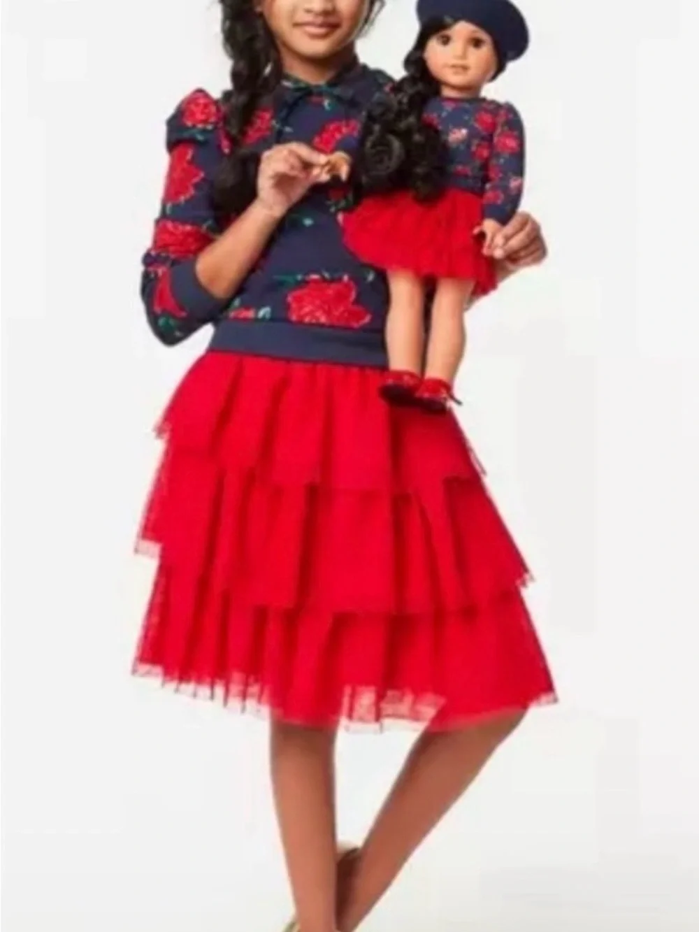 Nwt size 7 American Girl Janie & Jack Red Tiered Tulle Skirt Christmas Holiday
